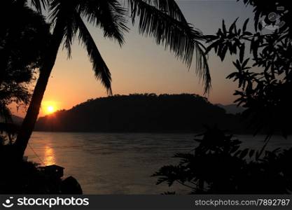 the Mekong River near Luang Prabang in the north of Lao in Souteastasia.. ASIA LAO LUANG PRABANG