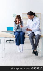 The mentally ill woman patient during doctor visit. Mentally ill woman patient during doctor visit