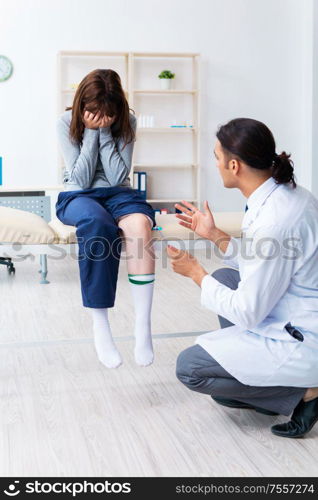 The mentally ill woman patient during doctor visit. Mentally ill woman patient during doctor visit