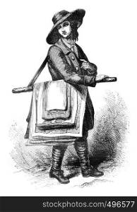 The Merchant of maps, vintage engraved illustration. Magasin Pittoresque 1841.