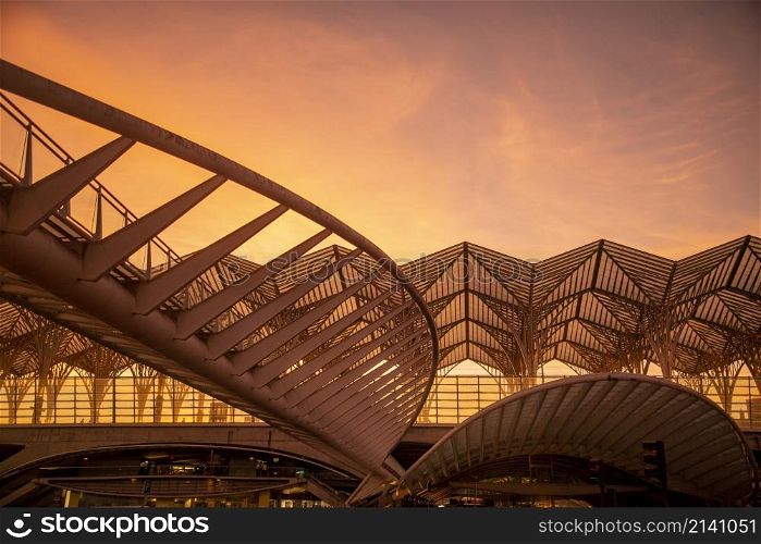 the Metro and Railway Station of Oriente near the City of Lisbon in Portugal. Portugal, Lisbon, October, 2021