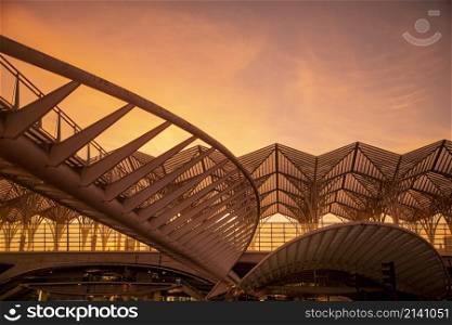 the Metro and Railway Station of Oriente near the City of Lisbon in Portugal. Portugal, Lisbon, October, 2021