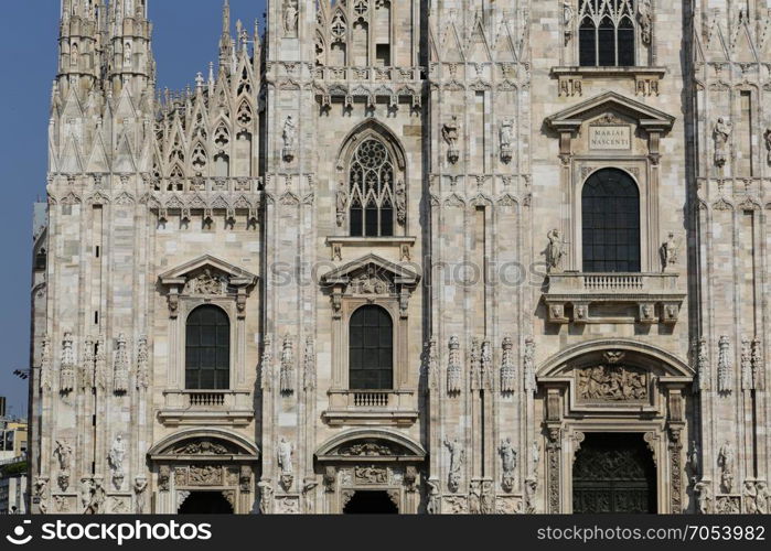 The Milan Cathedral or Duomo di Milano is the gothic cathedral church of Milan