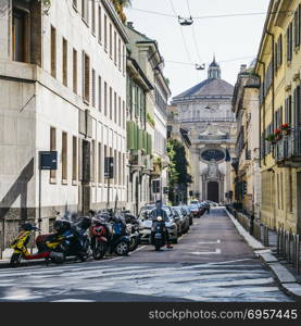 The Milan Conservatory is a college of music. Milan, Italy - April 17, 2018: The Milan Conservatory is a college of music in the centre of Milan