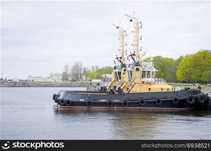 The military ships in Kronstadt Russia