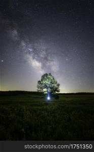 The Milky Way shining high over Big Meadows in Shenandoah National Park.