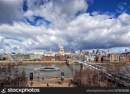 The Millennium Bridge is a steel bridge, linking Bankside with the St Paul&rsquo;s Cathedral.