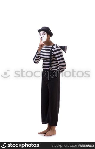 The mime with axe isolated on white background. Mime with axe isolated on white background