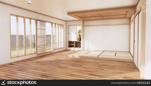 The Minimal room japanese style design.3D rendering