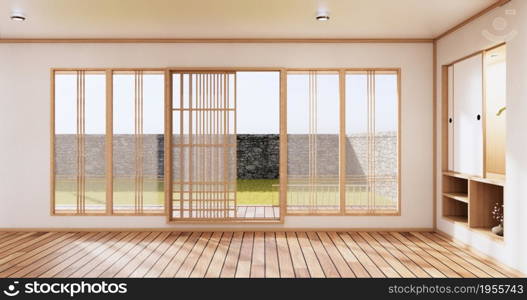 The Minimal room japanese style design.3D rendering