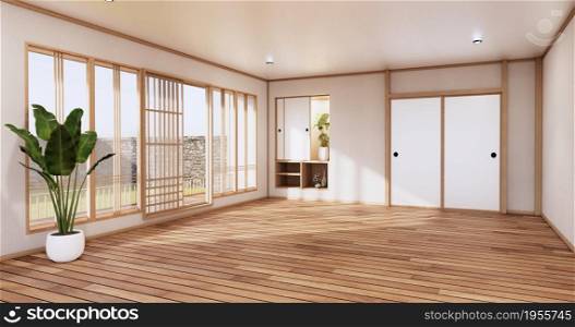 The Minimal room japanese style design.3D rendering