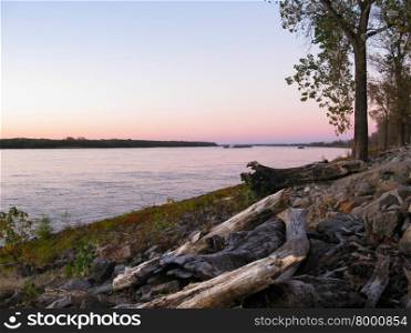 The Mississippi River at dusk, Mud Island River Park, Memphis, Tennessee