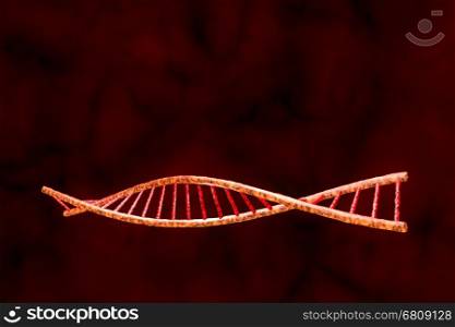 The model of human DNA (3d-model). Abstract dark red background.
