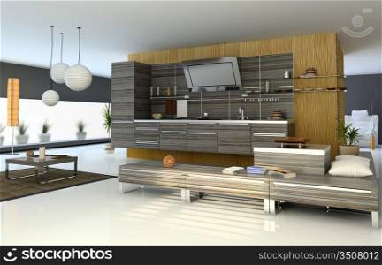 the modern apartment (kitchen detail view) 3D
