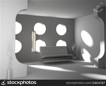 the modern blank interior concept (3D rendering)