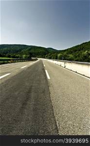 The Modern Highway in the Tuscany, Italy, Retro Image Filtered Style