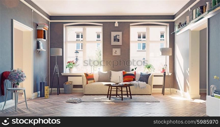 the modern living room interior.3d design concept