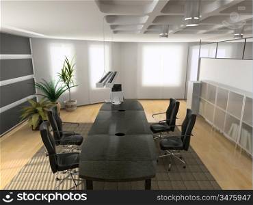 the modern office interior (3D rendering)