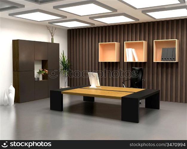 the modern office interior design (3d render)