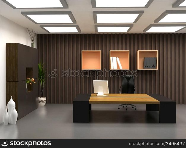 the modern office interior design (3d render)