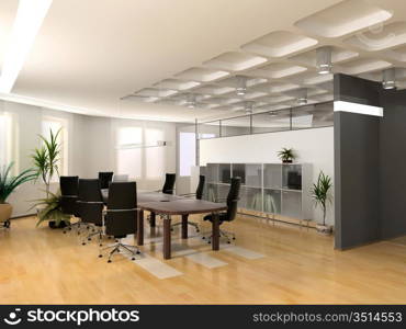 the modern office interior design (3d render)