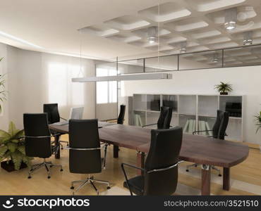 the modern office interior design (3d render)