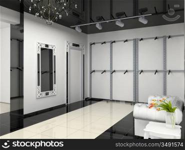 the modern shop interior design project (3D image)