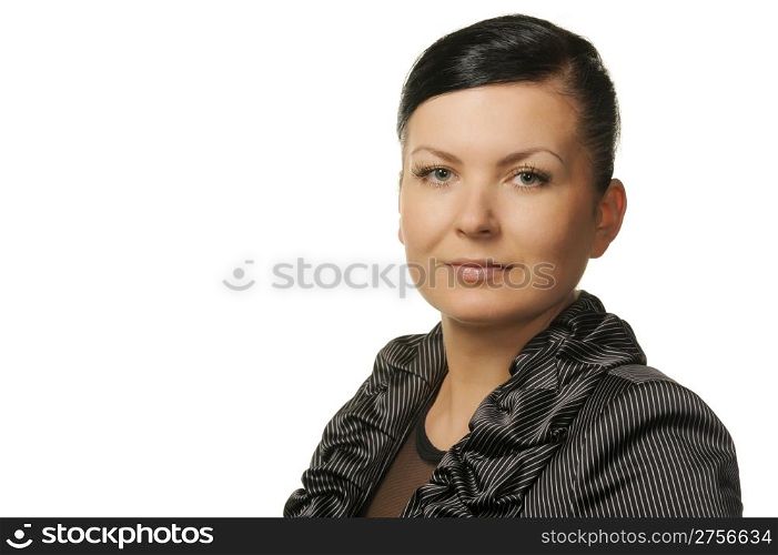 The modern woman. The woman is adult is isolated on a white background