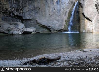 The Momin Skok Waterfall of the Negovanka river in the Emen Canyon in the foothills of the Central Balkan Range in Veliko Tarnovo province in Bulgaria