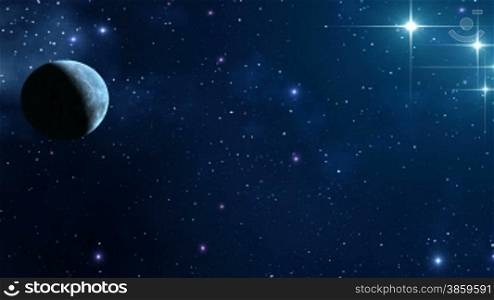 The moon (planet) flies on the star sky