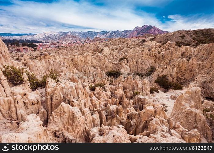 The Moon Valley (Valle de la Luna) is situated about 10 kilometers from La Paz, Bolivia