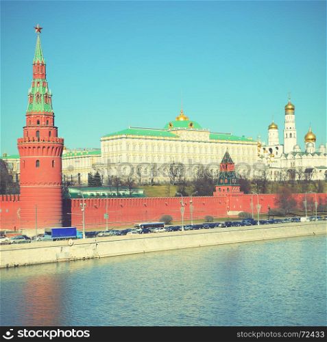 The Moscow Kremlin, Russia. Retro style filtred image