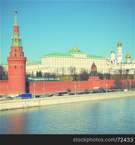 The Moscow Kremlin, Russia. Retro style filtred image