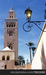 The Mosque Koutoubia in the old town of Marrakesh in Morocco in North Africa.&#xA;