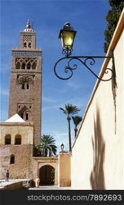 The Mosque Koutoubia in the old town of Marrakesh in Morocco in North Africa.&#xA;