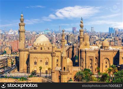 The Mosque-Madrassa of Sultan Hassan, view from the Citadel of Cairo, Egypt.. The Mosque-Madrassa of Sultan Hassan, view from the Citadel of Cairo, Egypt