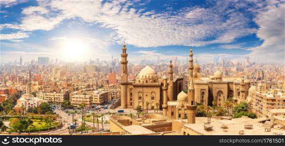 The Mosque of Sultan Hassan, Cairo skyline, Egypt.