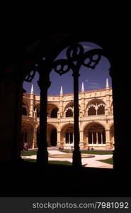 the Mosteiro dos Jeronimos in Belem in the city of Lisbon in Portugal in Europe.. EUROPE PORTUGAL LISBON BELEM JERONIMOS MONASTERY