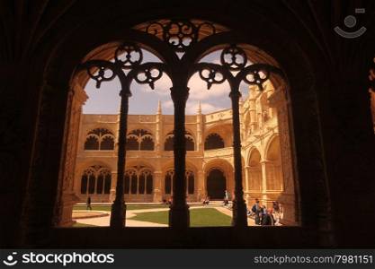 the Mosteiro dos Jeronimos in Belem in the city of Lisbon in Portugal in Europe.. EUROPE PORTUGAL LISBON BELEM JERONIMOS MONASTERY