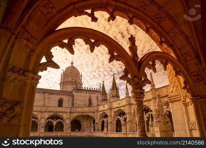 the Mosteiro dos Jeronimos in Belem near the City of Lisbon in Portugal. Portugal, Lisbon, October, 2021