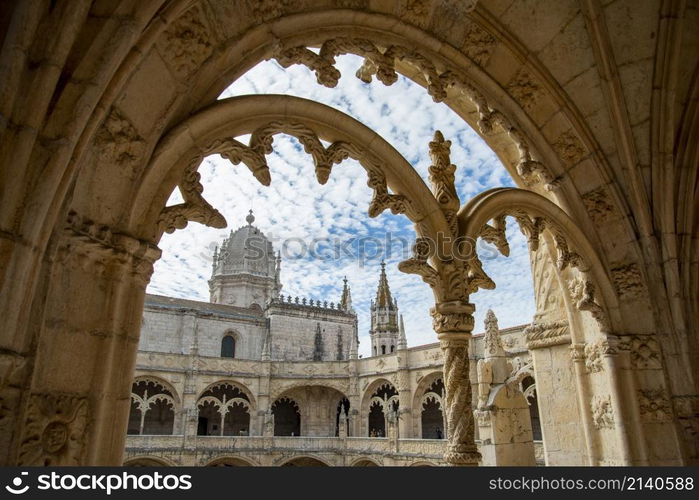 the Mosteiro dos Jeronimos in Belem near the City of Lisbon in Portugal. Portugal, Lisbon, October, 2021