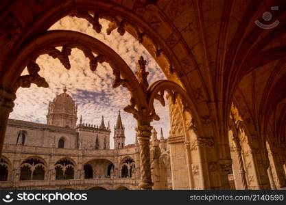 the Mosteiro dos Jeronimos in Belem near the City of Lisbon in Portugal. Portugal, Lisbon, October, 2021
