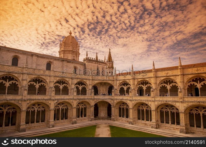 the Mosteiro dos Jeronimos in Belem near the City of Lisbon in Portugal. Portugal, Lisbon, October, 2021