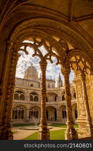 the Mosteiro dos Jeronimos in Belem near the City of Lisbon in Portugal. Portugal, Lisbon, October, 2021