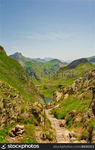 the mountain landscape in the French Pyrenees