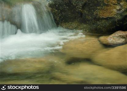 The mountain river. A rough stream of water in mountains of the Crimean peninsula