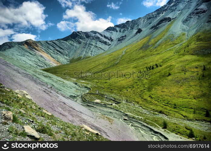 The mountain river in the mountains. Current through the gorge the river. Stones and rocky land near the river. Beautiful mountain landscape. The mountain river in the mountains. Current through the gorge the river. Stones and rocky land near the river. Beautiful mountain landscape.