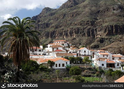 the mountain Village of Fataga in the centre of the Canary Island of Spain in the Atlantic ocean.. EUROPE CANARY ISLAND GRAN CANARY