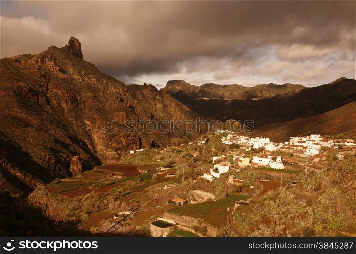 The mountain Village of Tejeda in the centre of the Canary Island of Spain in the Atlantic ocean.. EUROPE CANARY ISLAND GRAN CANARY