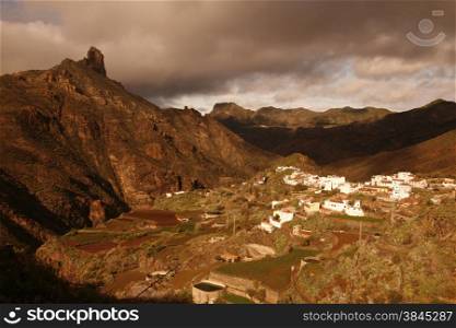 The mountain Village of Tejeda in the centre of the Canary Island of Spain in the Atlantic ocean.. EUROPE CANARY ISLAND GRAN CANARY